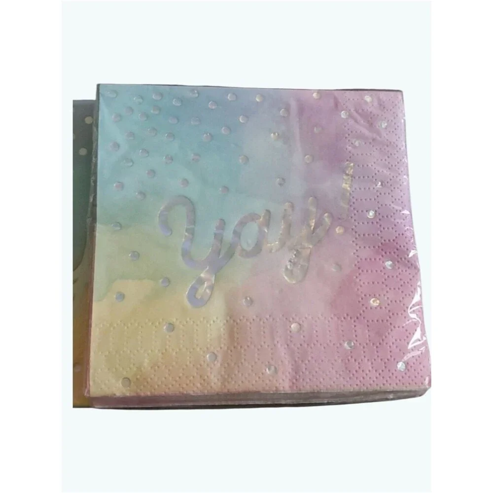 Rainbow Colors 48 Napkins Beverage Size Home party supply size 9.8